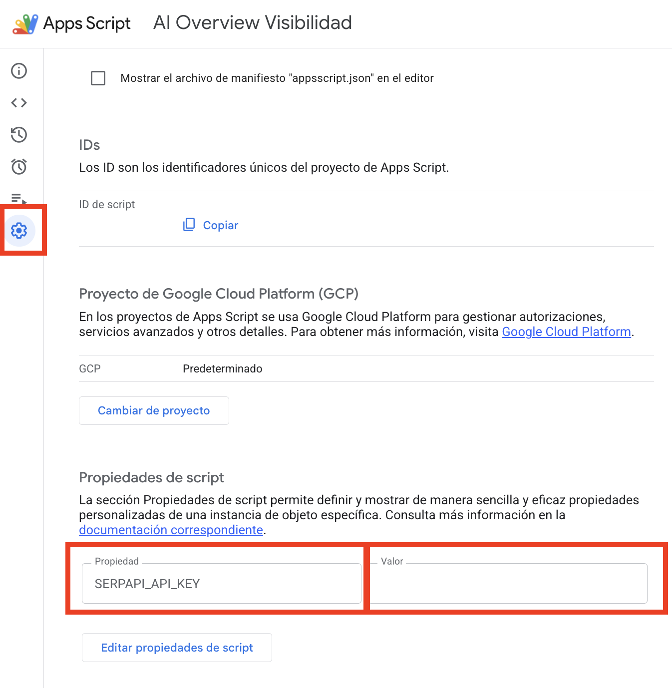 Configuración de la API key SERPAPI_API_KEY - Tortoise Walk
