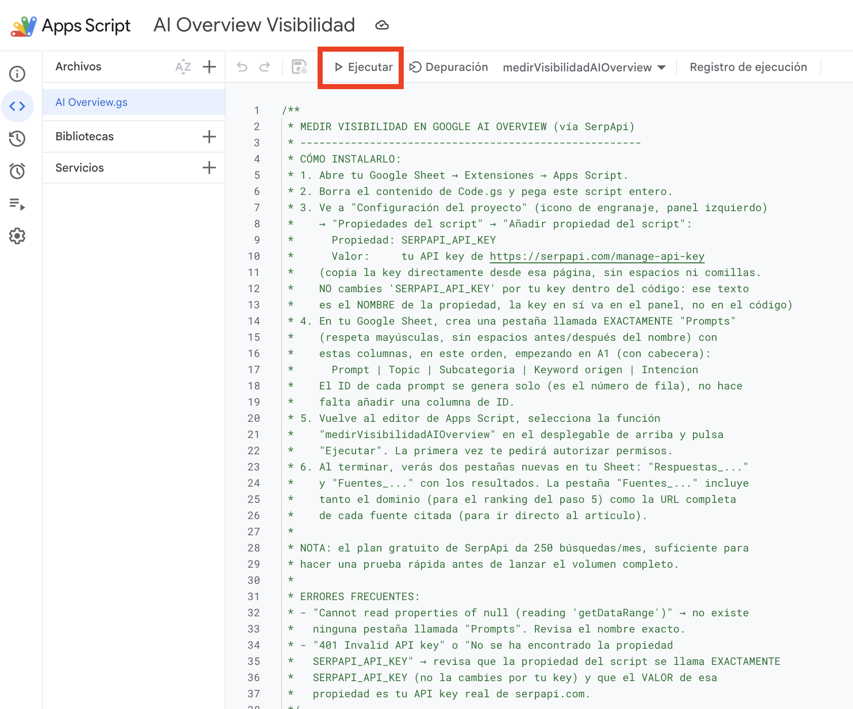 Ejecutar el script y aceptar permisos - Tortoise Walk