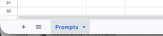 Pestaña Prompts en Google Sheets - Tortoise Walk